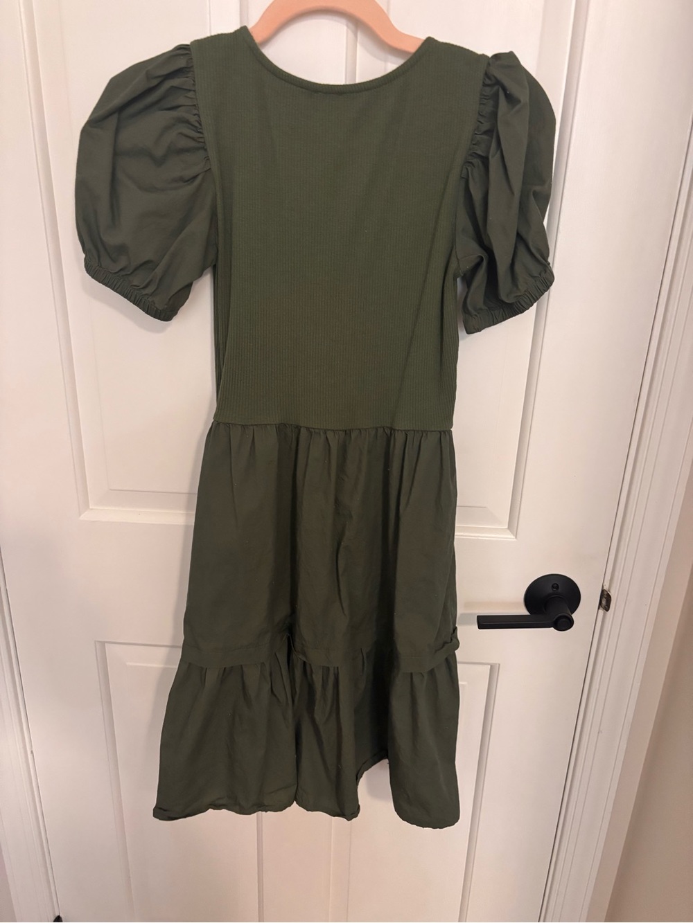 J. Crew Olive Green Puff-Sleeve Midi Dress - Picture 3 of 3